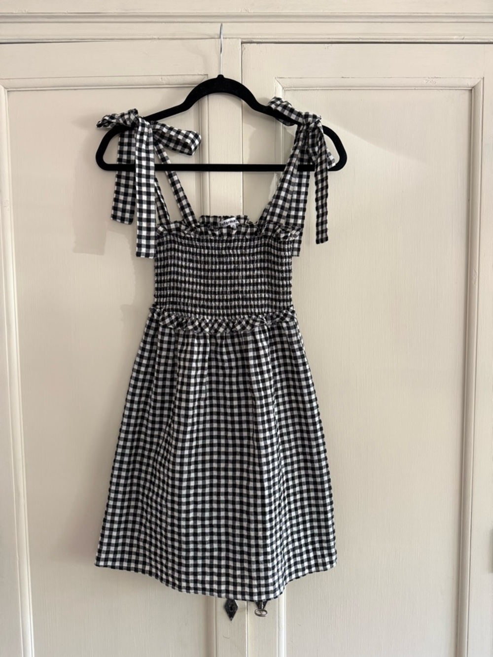 Reformation Smocked Gingham Mini Dress